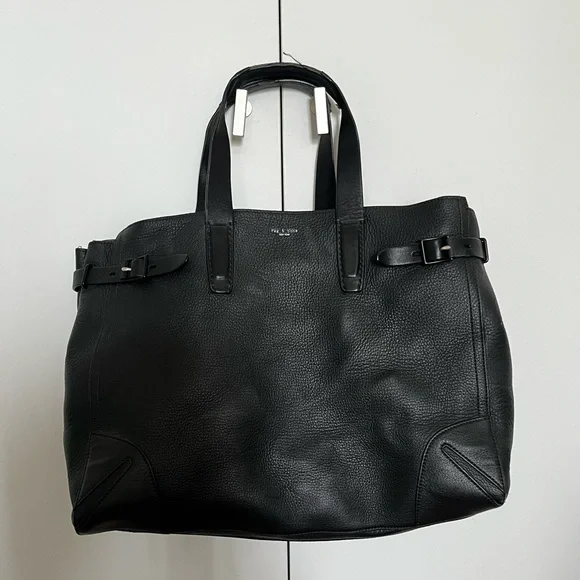 rag & bone Black Leather Bradbury Satchel Tote Bag - Picture 2 of 12